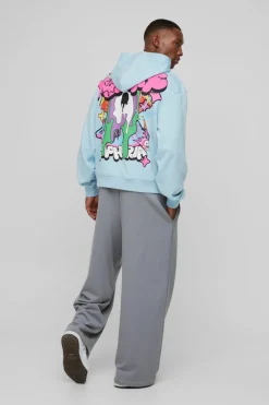 Oversized Boxy Doodle Graphic Puff Print Hoodie