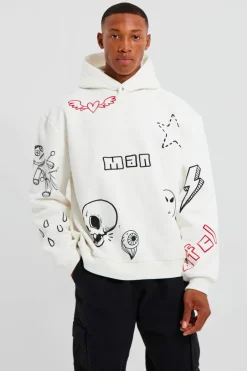 Oversized Boxy Doodle Graphic Hoodie