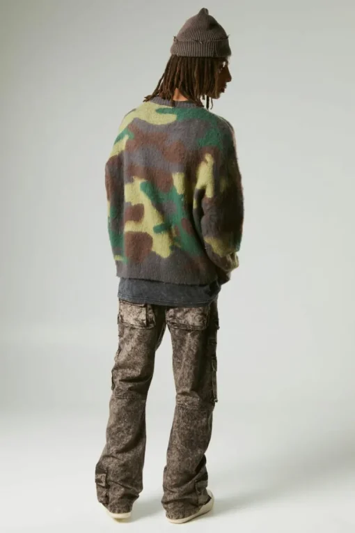 Oversized Boxy Eyelash Knit Camo Jumper