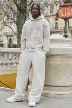 Oversized Boxy Flock Print Wide Leg Tie Cuff Tracksuit