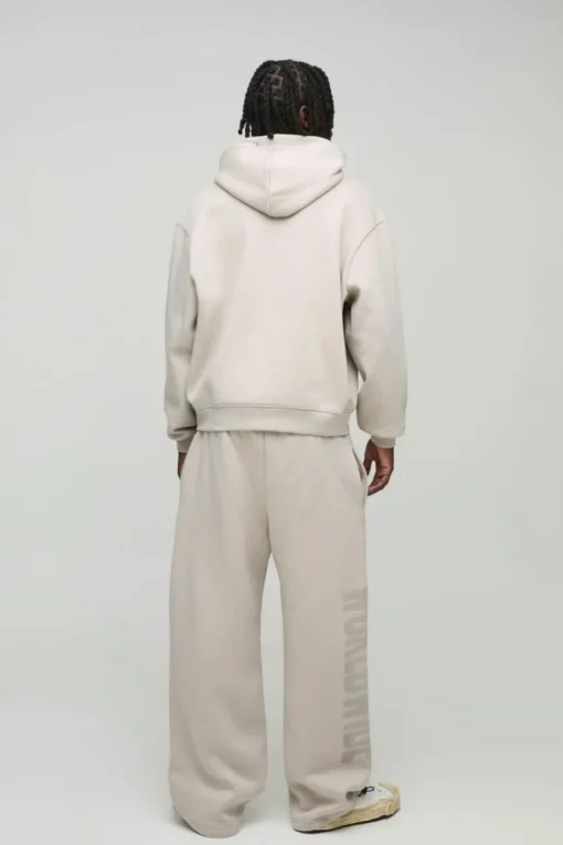 Oversized Boxy Flock Print Wide Leg Tie Cuff Tracksuit