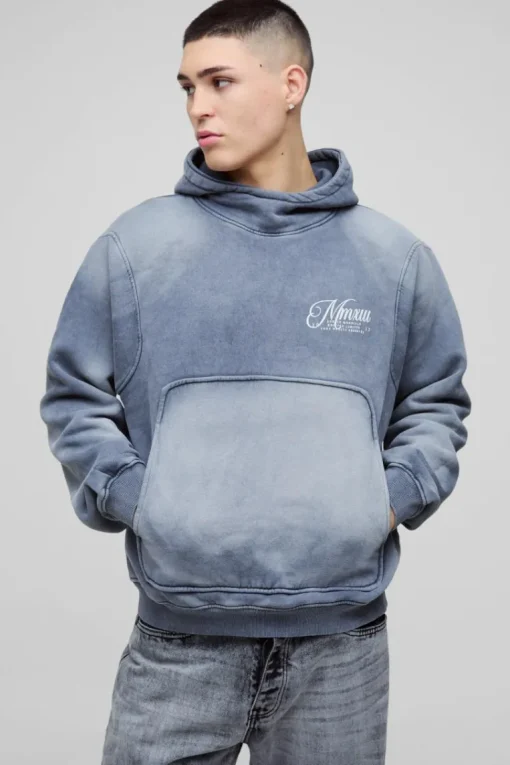 Oversized Boxy Funnel Neck Seam Detail Hoodie