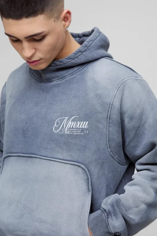 Oversized Boxy Funnel Neck Seam Detail Hoodie