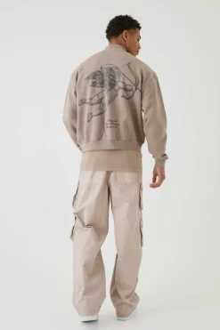 Oversized Boxy Gloss Print Renaissance Bomber Jacket