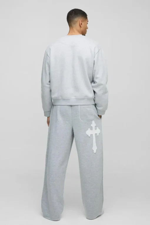Oversized Boxy Gothic Cross Applique Sweatshirt
