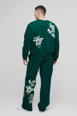Oversized Boxy Graffiti Slogan Sweatshirt Tracksuit
