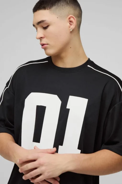 Oversized Boxy Half Sleeve Varsity T-Shirt