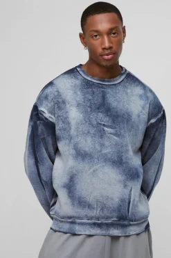 Oversized Boxy Heavy Bleach Wash Sweatshirt