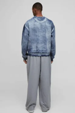 Oversized Boxy Heavy Bleach Wash Sweatshirt