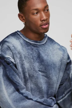 Oversized Boxy Heavy Bleach Wash Sweatshirt