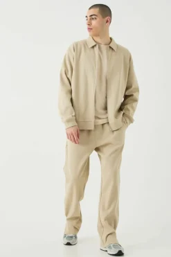 Oversized Boxy Heavyweight Ribbed Harrington Set
