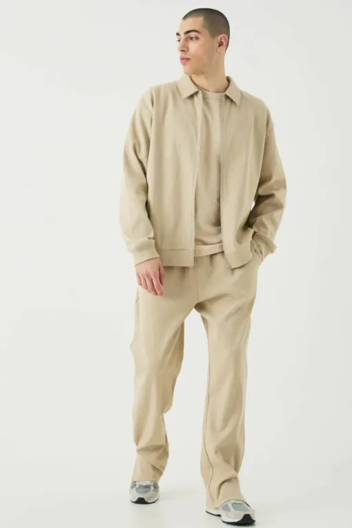 Oversized Boxy Heavyweight Ribbed Harrington Set