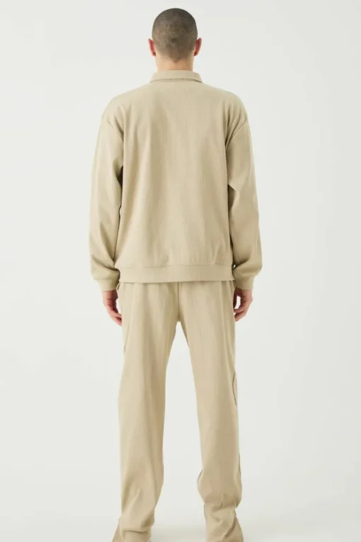 Oversized Boxy Heavyweight Ribbed Harrington Set