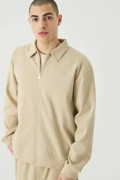 Oversized Boxy Heavyweight Ribbed Harrington Set