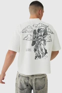Oversized Boxy Heavyweight Half Sleeve Renaissance Printed T-Shirt