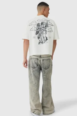 Oversized Boxy Heavyweight Half Sleeve Renaissance Printed T-Shirt
