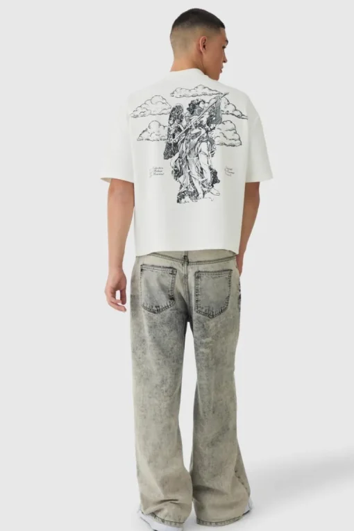 Oversized Boxy Heavyweight Half Sleeve Renaissance Printed T-Shirt