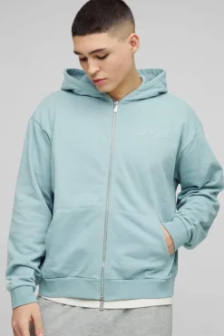 Oversized Boxy Heavyweight Zip Through Hoodie