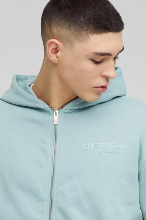 Oversized Boxy Heavyweight Zip Through Hoodie