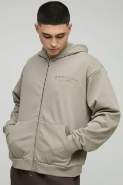 Oversized Boxy Heavyweight Zip Through Hoodie