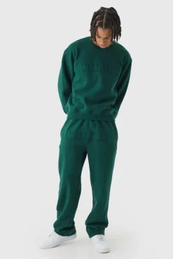Oversized Boxy Homme Embossed Sweatshirt Tracksuit