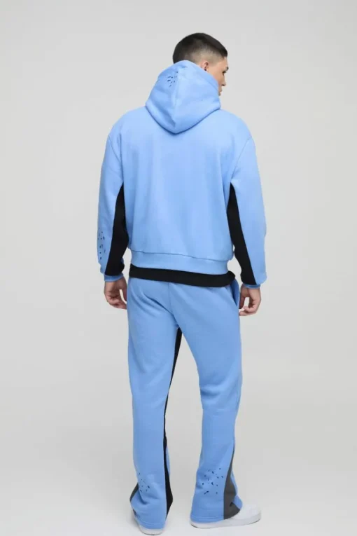 Oversized Boxy Homme Paint Splatter Zip Through Hoodie