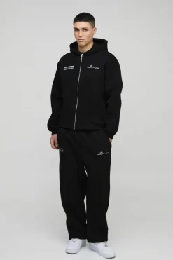 Oversized Boxy Homme Print Zip Through Hooded Tracksuit