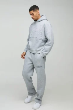 Oversized Boxy Homme Printed Embossed Tracksuit