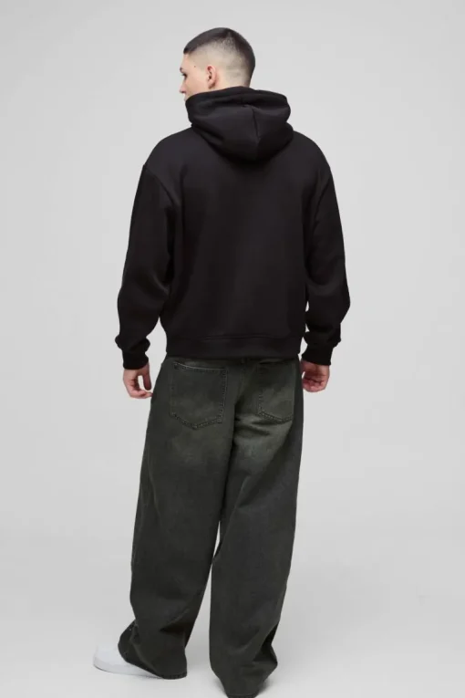 Oversized Boxy Homme PU Applique Hoodie
