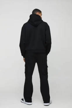 Oversized Boxy Hoodie & Raw Hem Cargo Gusset Jogger Tracksuit