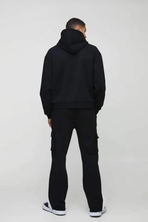 Oversized Boxy Hoodie & Raw Hem Cargo Gusset Jogger Tracksuit