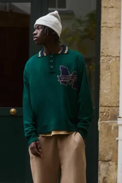 Oversized Boxy Knitted Applique Polo Shirt