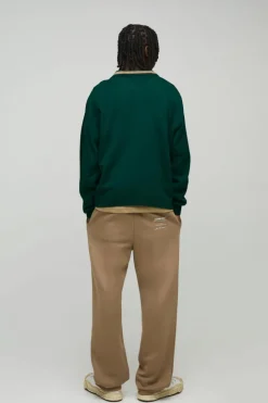 Oversized Boxy Knitted Applique Polo Shirt