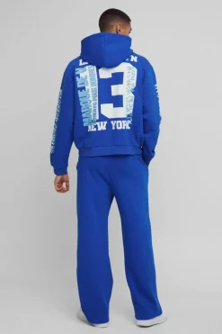 Oversized Boxy Limited Varsity Graffiti Zip Through Hooded Tracksuit