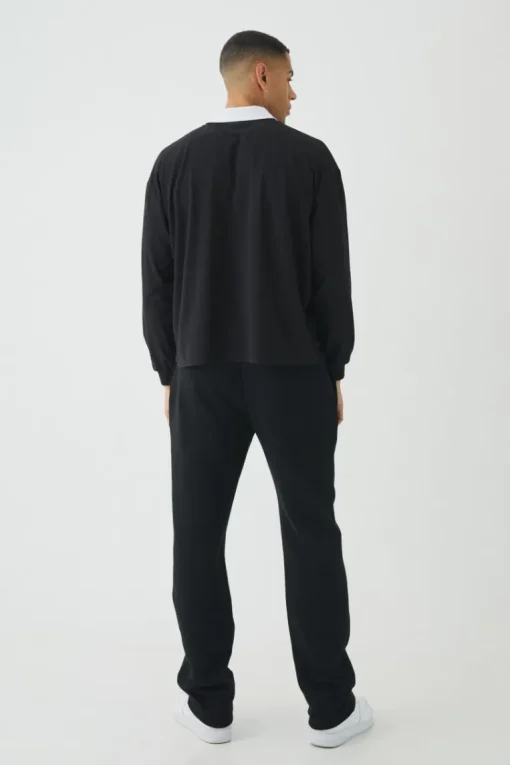 Oversized Boxy Long Sleeve Contrast Polo
