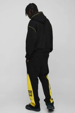 Oversized Boxy Moto Gusset Zip Through Hooded Tracksuit