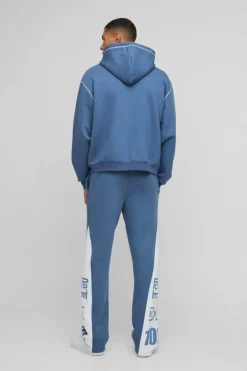 Oversized Boxy Moto Gusset Zip Through Hooded Tracksuit