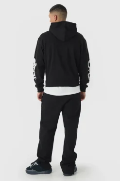 Oversized Boxy Moto Puff Print Hoodie