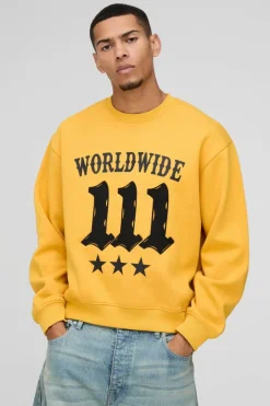Oversized Boxy Moto Raw Edge Applique Sweatshirt
