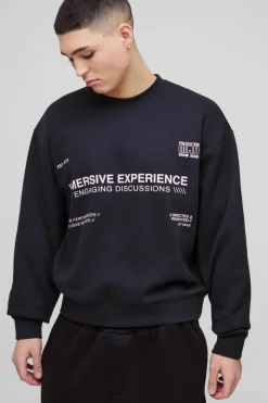 Oversized Boxy Multi Branded Print Sweatshirt