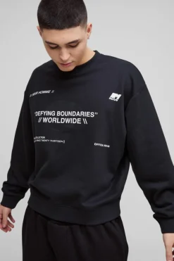Oversized Boxy Multi Branded Print Sweatshirt