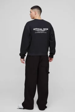 Oversized Boxy Multi Branded Print Sweatshirt