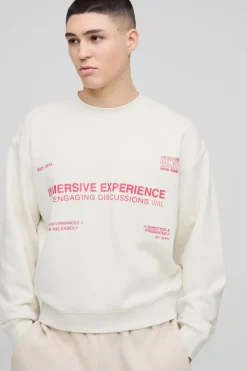Oversized Boxy Multi Branded Print Sweatshirt