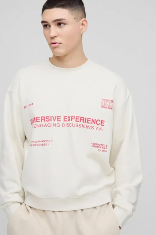 Oversized Boxy Multi Branded Print Sweatshirt