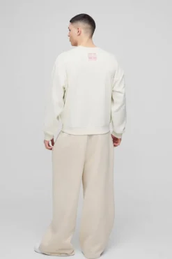 Oversized Boxy Multi Branded Print Sweatshirt