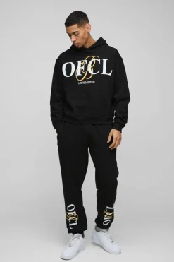 Oversized Boxy Ofcl Print Hooded Tracksuit