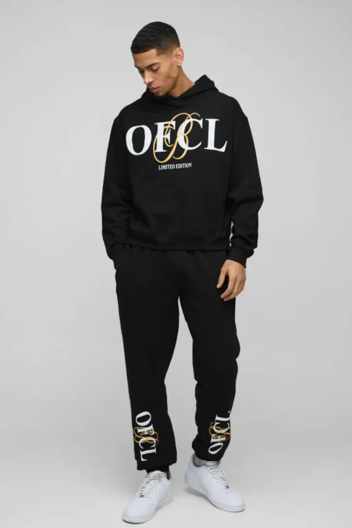 Oversized Boxy Ofcl Print Hooded Tracksuit