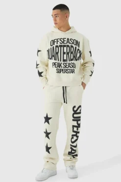 Oversized Boxy Off Season Puff Printed Hooded Tracksuit