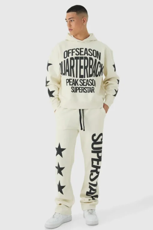 Oversized Boxy Off Season Puff Printed Hooded Tracksuit