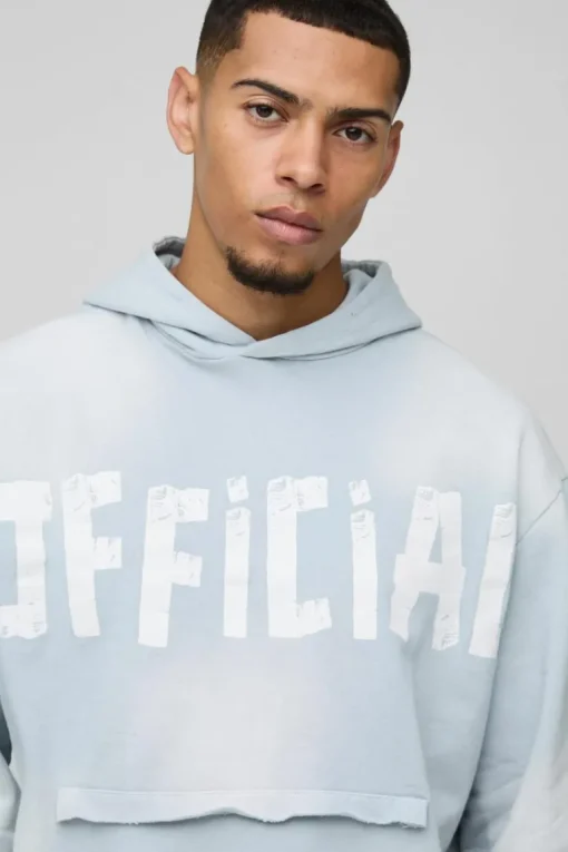 Oversized Boxy Official Distressed Pocket Hoodie